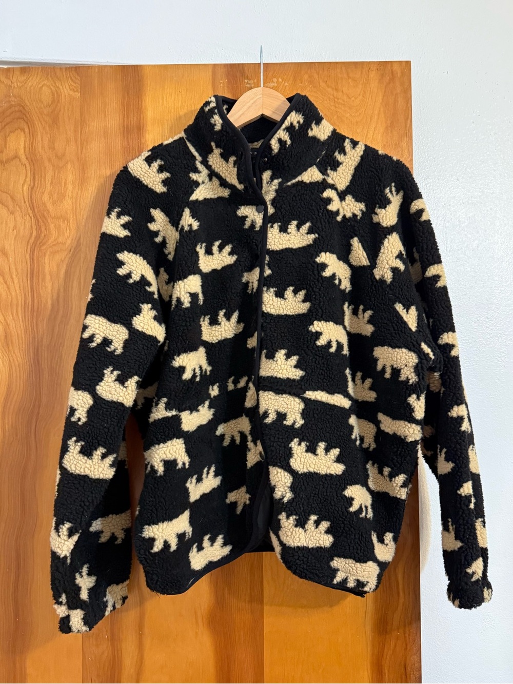 Black and Cream Sherpa Jacket